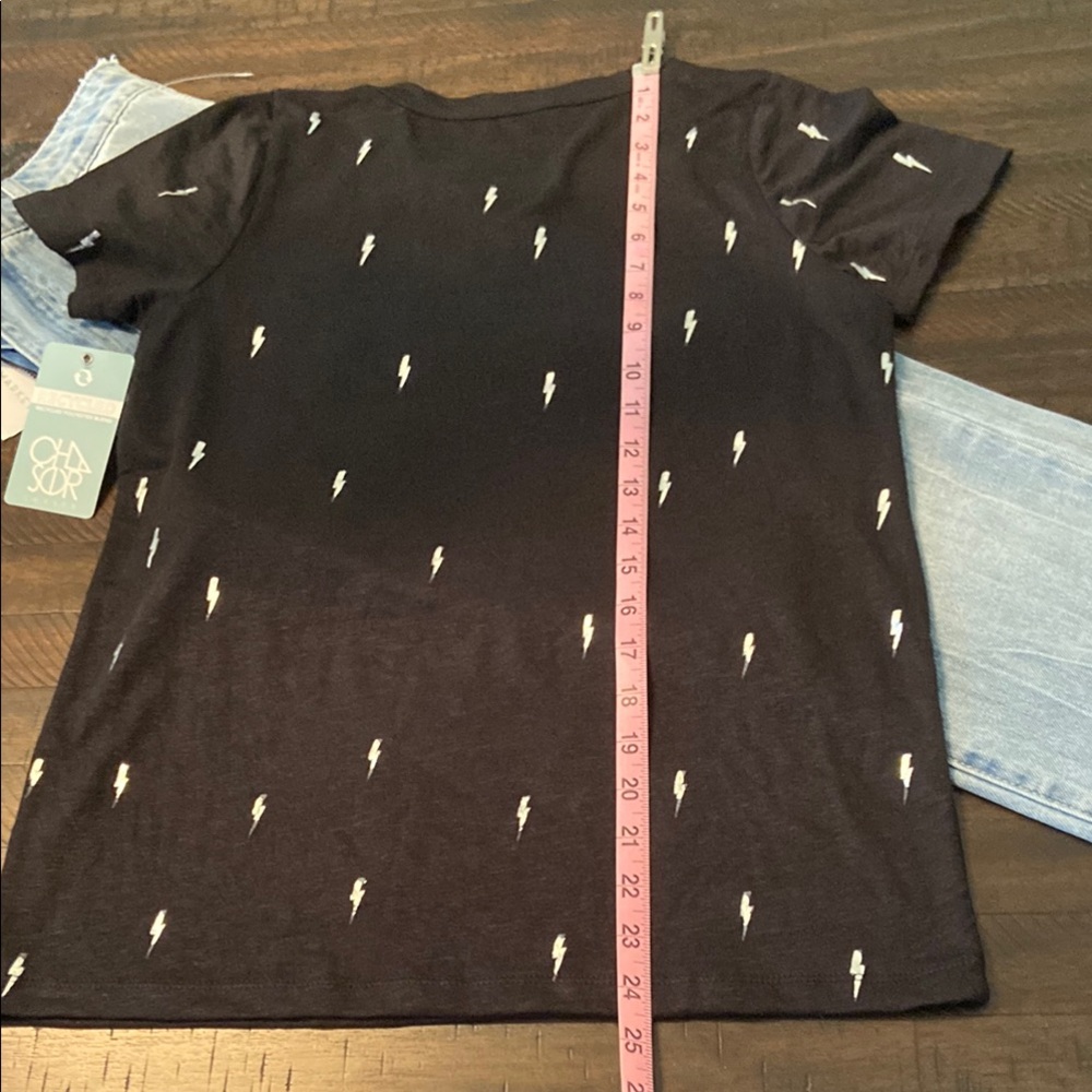 Black Lightning Bolt Ladies T-Shirt, Chaser brand, size S, NWT - Picture 7 of 7